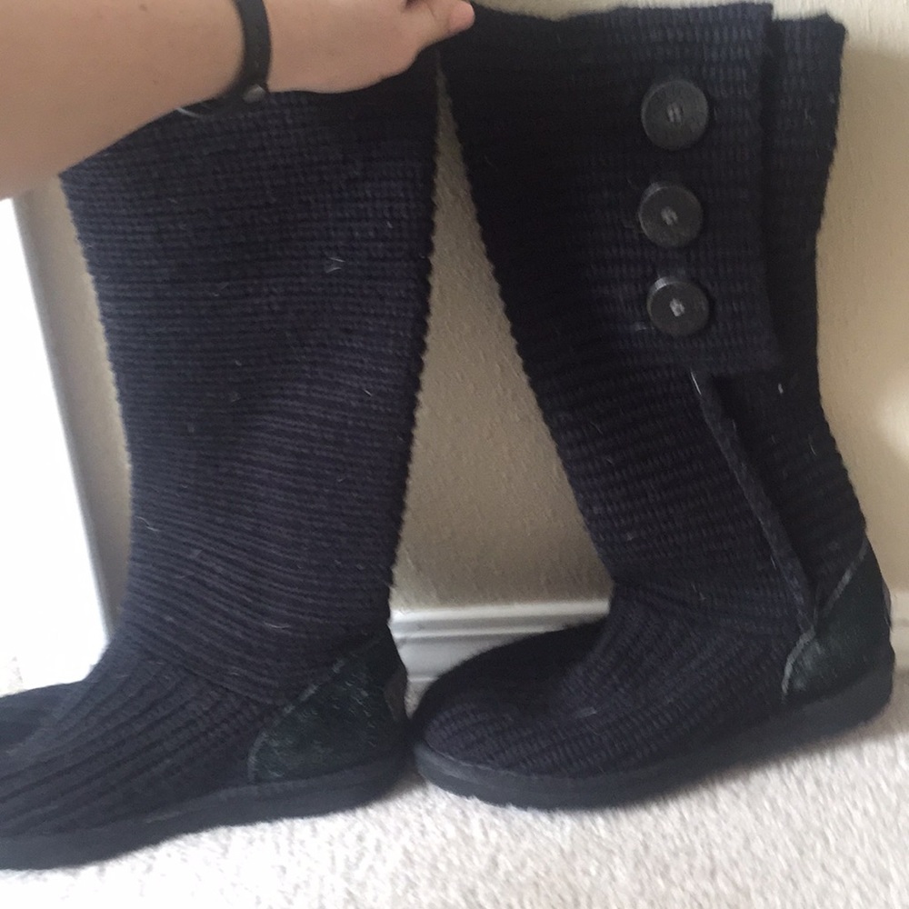 Black crochet Ugg boots